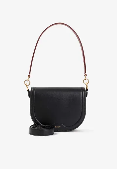 Bally Logo-stamp Leather Shoulder Bag In Black