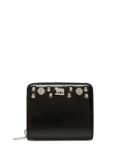 Bally Stud-embellished Leather Wallet In Black