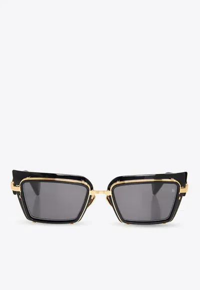 Balmain Admirable Rectangular Sunglasses In Gray