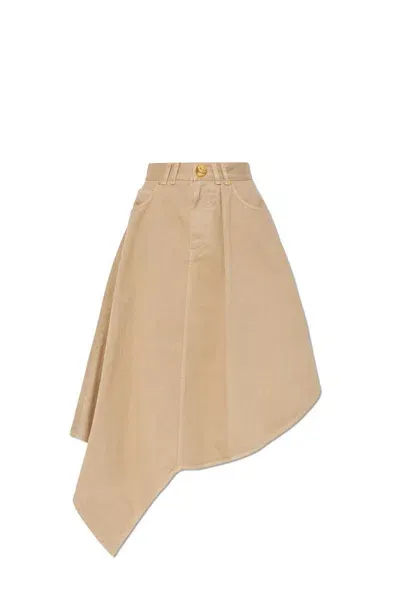 Balmain Asymmetrical Pleated Skirt In Beige