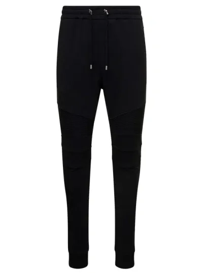 Balmain Ribbed Cotton Sweatpants In Black