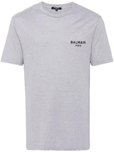 Balmain Embroidered Logo T-shirt In Gray