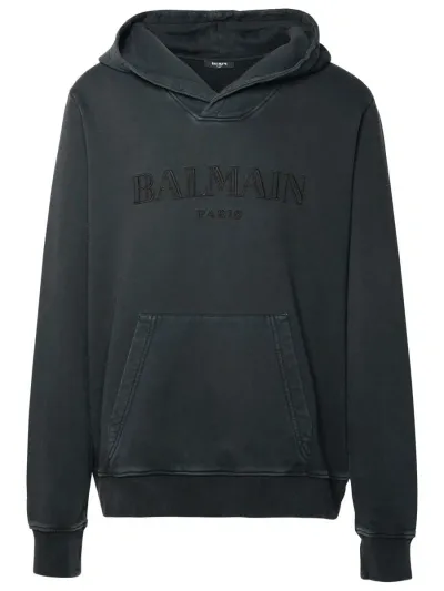 Balmain Felpa Cappuccio In Gray