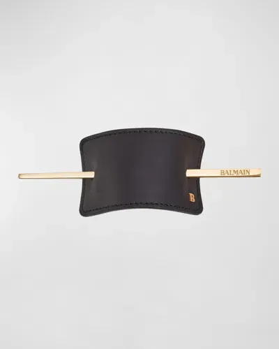 Balmain Hair Leather Hair Barrette In Black