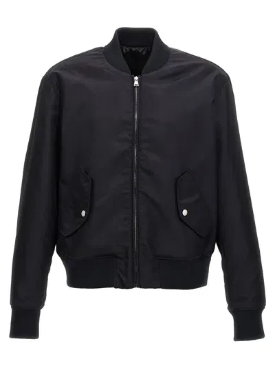 Balmain Logo Embroidery Bomber Jacket In Black