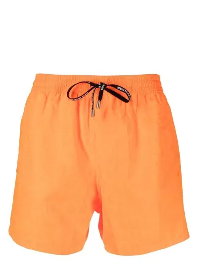 Balmain Logo-print Drawstring Swim-shorts In Orange