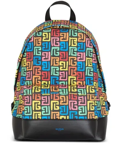 Balmain Multicoloured Pb Labyrinth Canvas Backpack