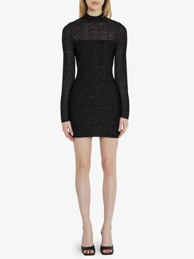 Balmain Pb Labyrinth Monogram Dress In Black