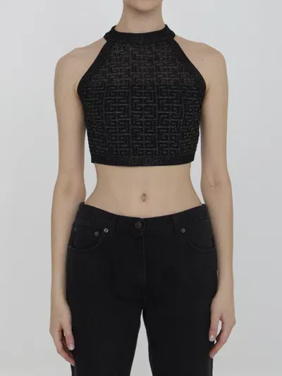 Balmain Pb Labyrinth Knit Top In Black