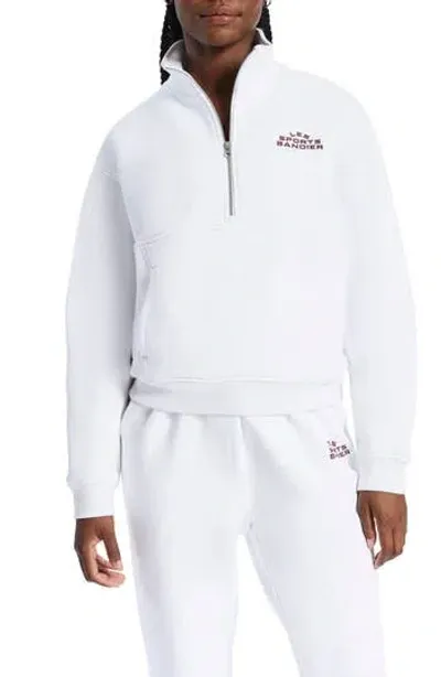 Bandier Les Sports Half Zip Pullover Sweatshirt In White,cordovan