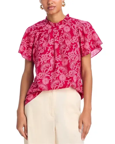 Banjanan Joyful Floral Print Top In Winterberry