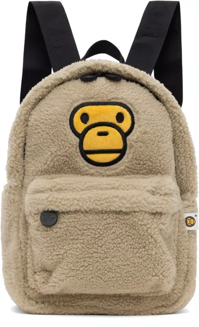 Bape Beige Baby Milo Sherpa Mini Backpack In Neutral