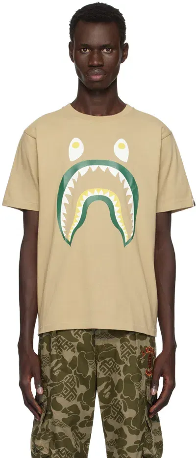 Bape Beige Colors Shark Ponr T-shirt