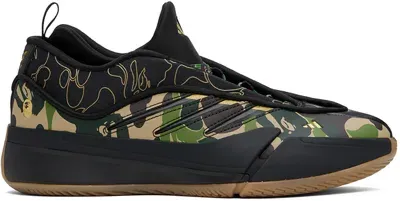 Bape Black & Beige Adidas Originals Edition Dame 9 Camo Sneakers In Core Black