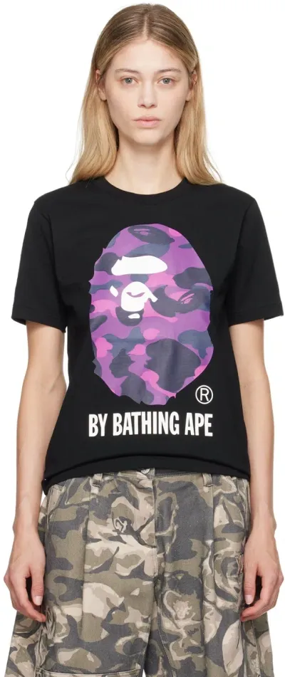 Bape Black Color Camo By Bathing Ape T-shirt In Black X Purple