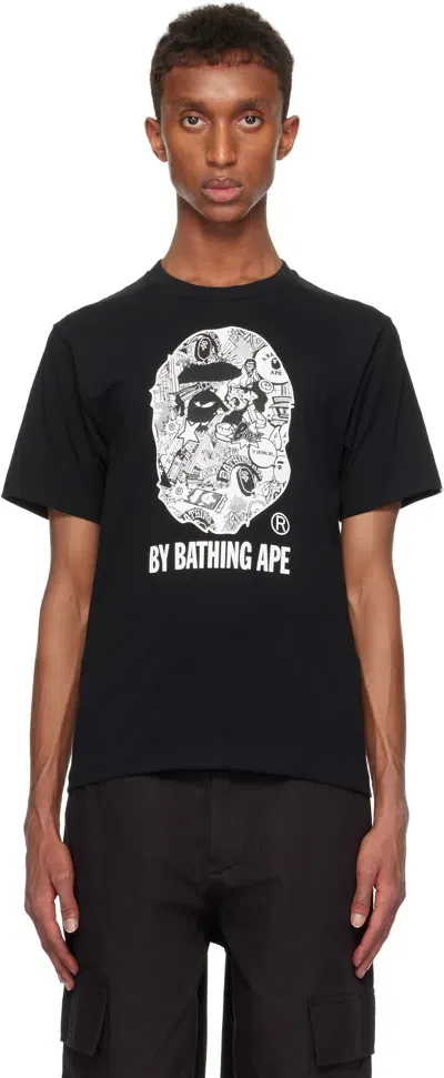 Bape Black Comic Art Ape Head T-shirt