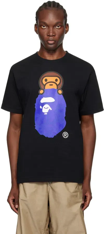 Bape Black Ink Camo Milo On Ape Head T-shirt