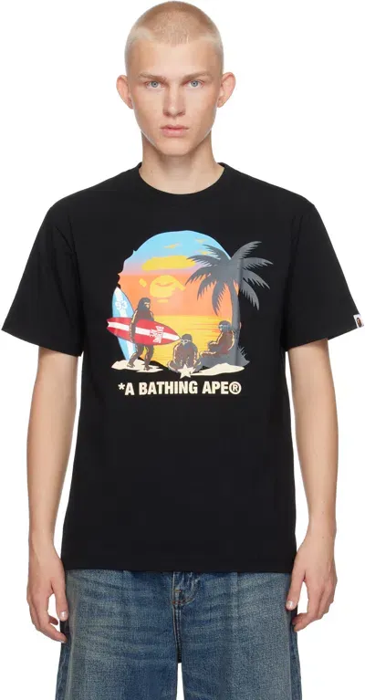 Bape Black Sunset Beach Ape Head T-shirt