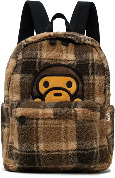 Bape Brown Baby Milo Fur Check Backpack