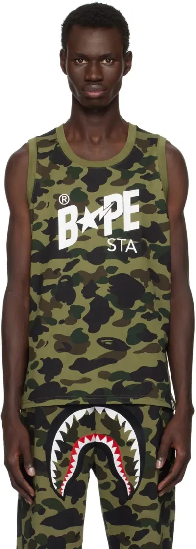 Bape Green 1st Camo ' Sta' Tank Top