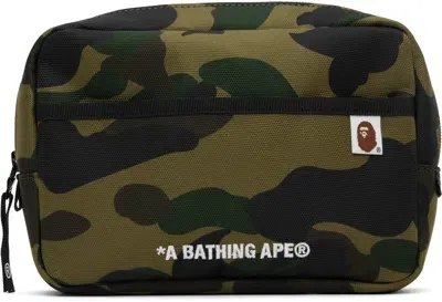 Bape Khaki 1st Camo Cordura Multi Pouch In Green