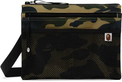 Bape Khaki & Black 1st Camo Cordura Bag In Gold