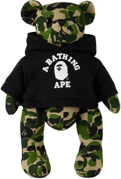 Bape Khaki & Black Abc Camo Bear Plush Toy In Multi