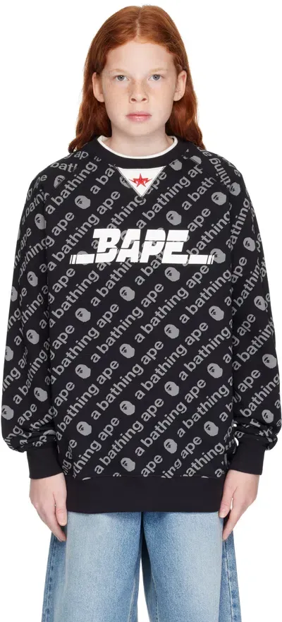 Bape Kids Black 'a Bathing Ape' Twin Sta Crewneck Sweatshirt