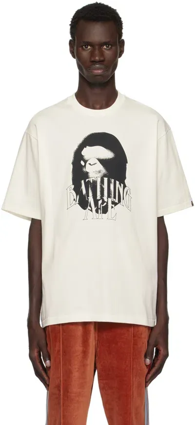 Bape Off-white Spray Print Logo Relaxed Fit T-shirt In Ivory