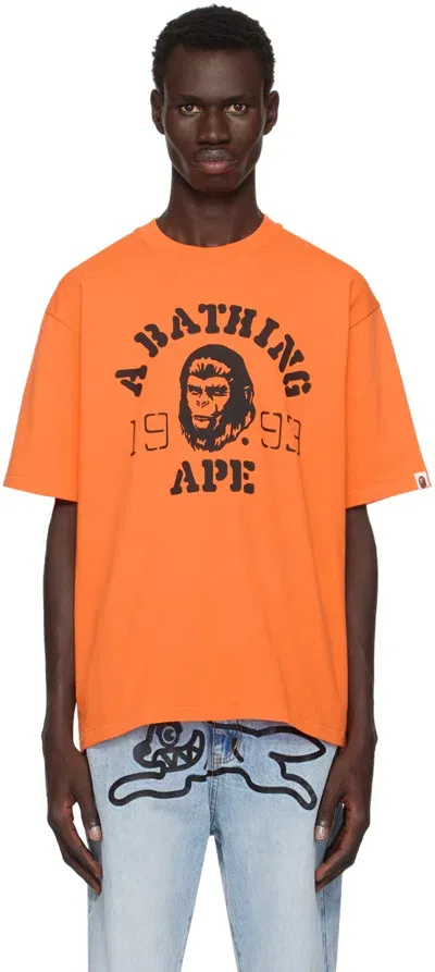 Bape Orange Og Ape Head College T-shirt