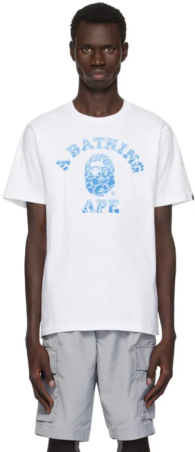 Bape White Abc Sea Surface Camo College T-shirt