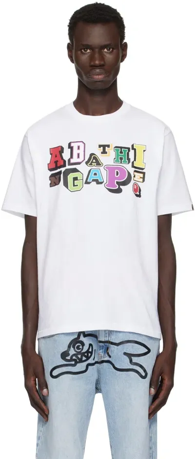 Bape White Varsity Font T-shirt