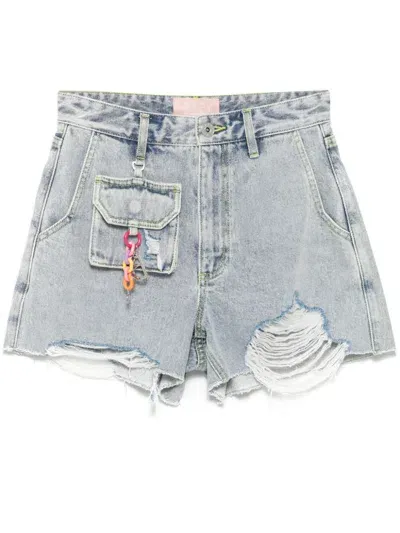 Bapy By *a Bathing Ape® Distressed Effect Denim Shorts In Blue