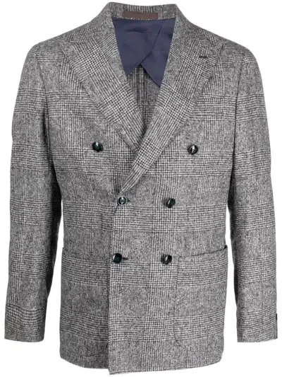 Barba Blazer Misto Lana Multicolor In Gray