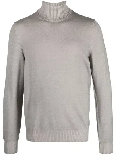 Barba Ribbed-trim Roll-neck Jumper In Gray