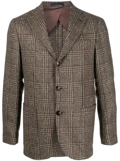 Barba Plaid-check Pattern Single-breasted Blazer In Green