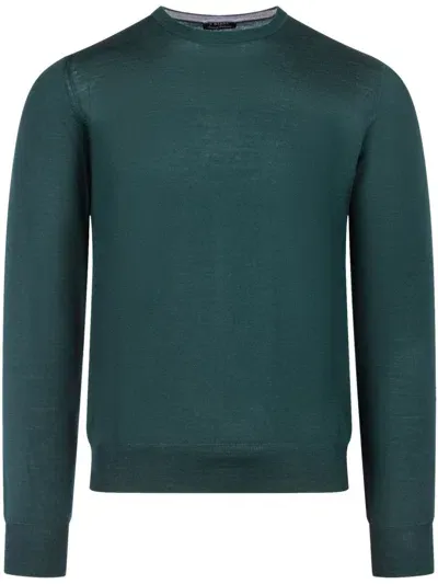 Barba Ribbed Round Neck Sweatshirt In Green