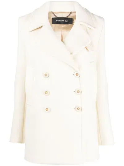 Barbara Bui Notch-lapels Felted Peacoat In Neutrals