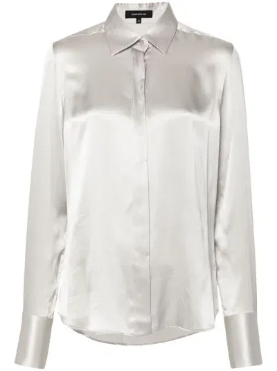 Barbara Bui Pussy-bow Collar Silk Shirt In Grey