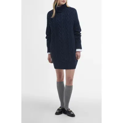 Barbour Beatrix Cable Stitch Long Sleeve Wool Blend Sweater Dress In Navy