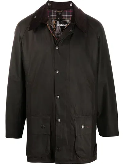 Barbour Beaufort Cotton Jacket With Ribbed Collar In Green