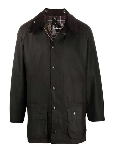 Barbour Beaufort Cotton Jacket With Ribbed Collar In Green