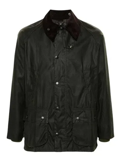 Barbour Bedale Jacket In Waxed Recycled Fabric In Green