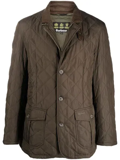 Barbour Brown Lutz Quilted Jacket In Green