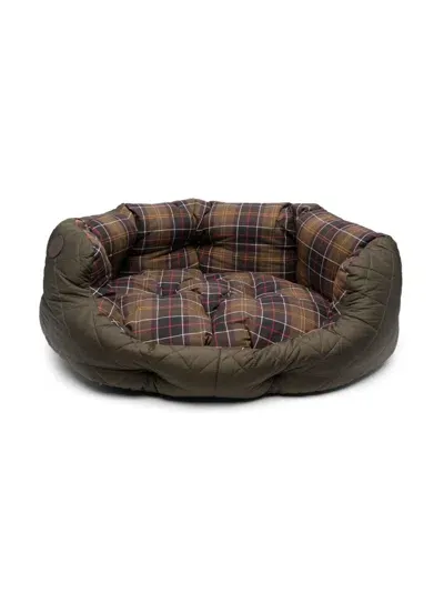 Barbour Check-pattern Cotton Dog Bed In Green