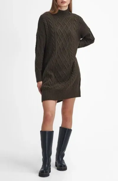 Barbour Clarence Long Sleeve Wool Blend Sweater Dress In Olive Green