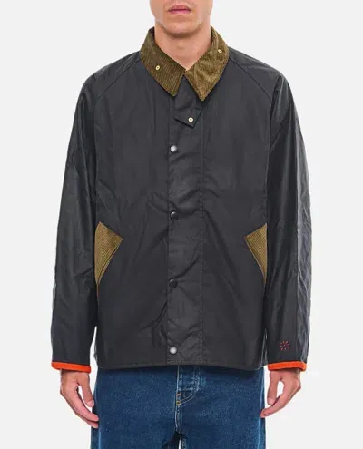 Barbour X Flower Mountain Os Transport Wax Jacket In Blue