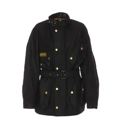 Barbour International Waxed Jacket In Black