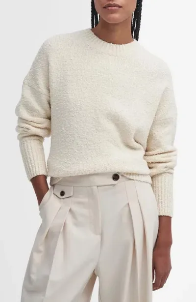 Barbour Iris Cotton Blend Bouclé Sweater In Ecru Beige