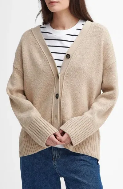 Barbour Joni Button Front Cardigan In Pepper Brown